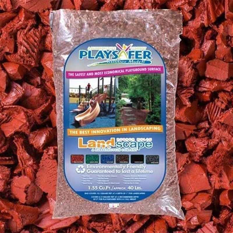 Playsafer 40 Pound Bag of Outdoor Eco Friendly Rubber Playground Mulch Chip Flooring for Swing Sets and Play Areas Covers 1.55 Cubic Feet, Terracotta