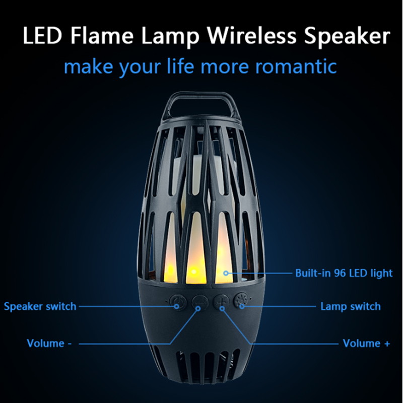 KuWfi JT2580 Outdoor protable light speakers bluetooth stereo speakers such as flame-like LED effect