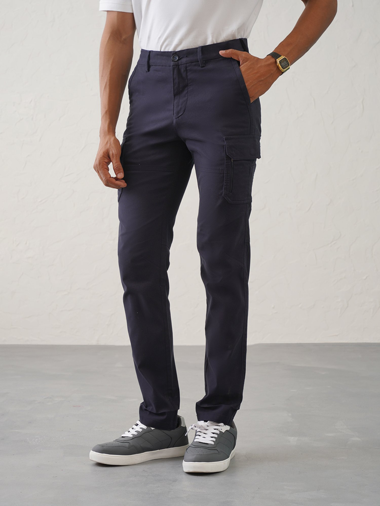 MinusOne Navy Slim Fit Cargos