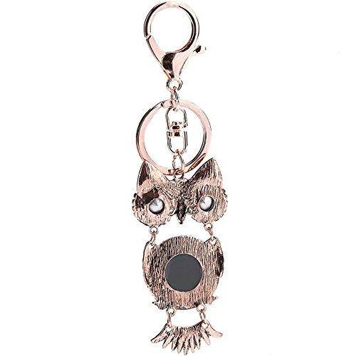 FOY-MALL Fashion Owl Crystal Rhinestone Alloy Women Key Chain Ring H1297