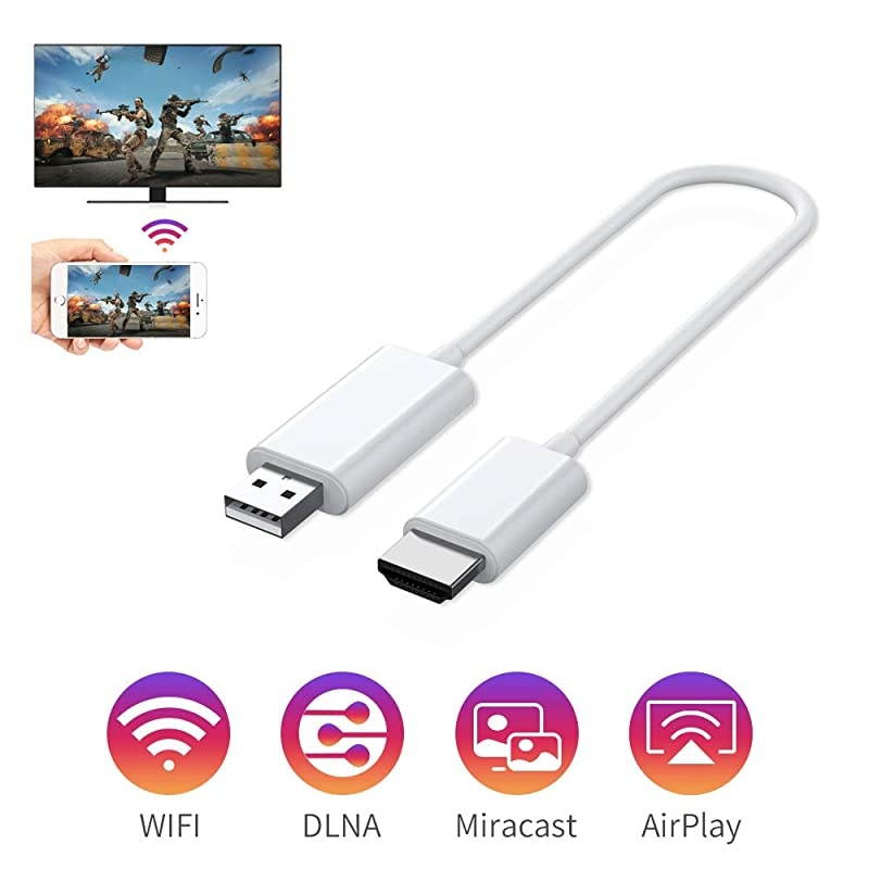 Display Adapter, 2.4G/5G WiFi Full HD 1080P HDMI Display Adapter, Support DLNA Screen Mirror for iOS/Laptop/Projector/TV/Video Display Dongle Eliminates AC Outlet and Cords