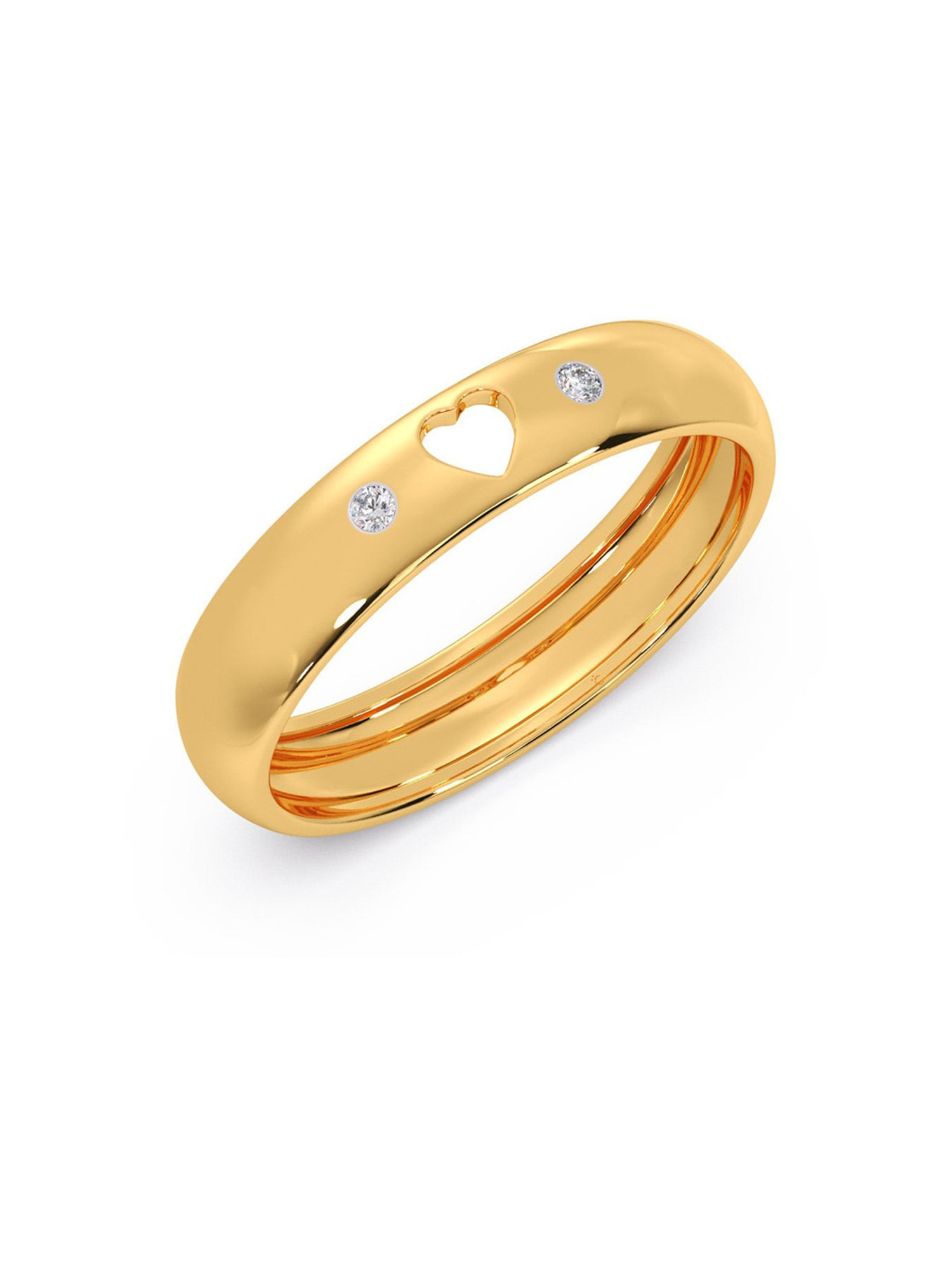 Candere by Kalyan Jewellers 18K Yellow Gold Heart with Diamond Ring for Women