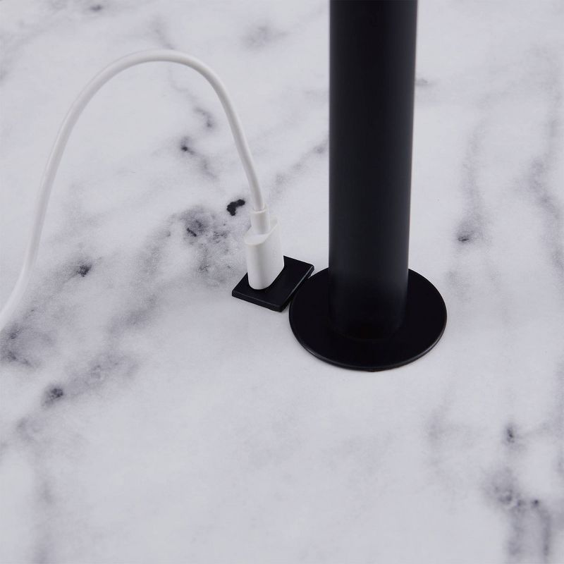 61.5" Amelia Modern Floor Lamp with Table and Built-In USB Matte Black/White Marble - Versanora