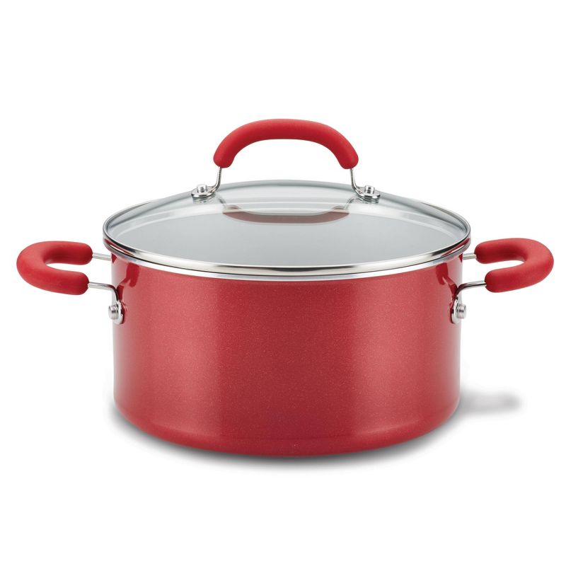 Rachael Ray Create Delicious 6qt Aluminum Nonstick Stock Pot with Lid Red