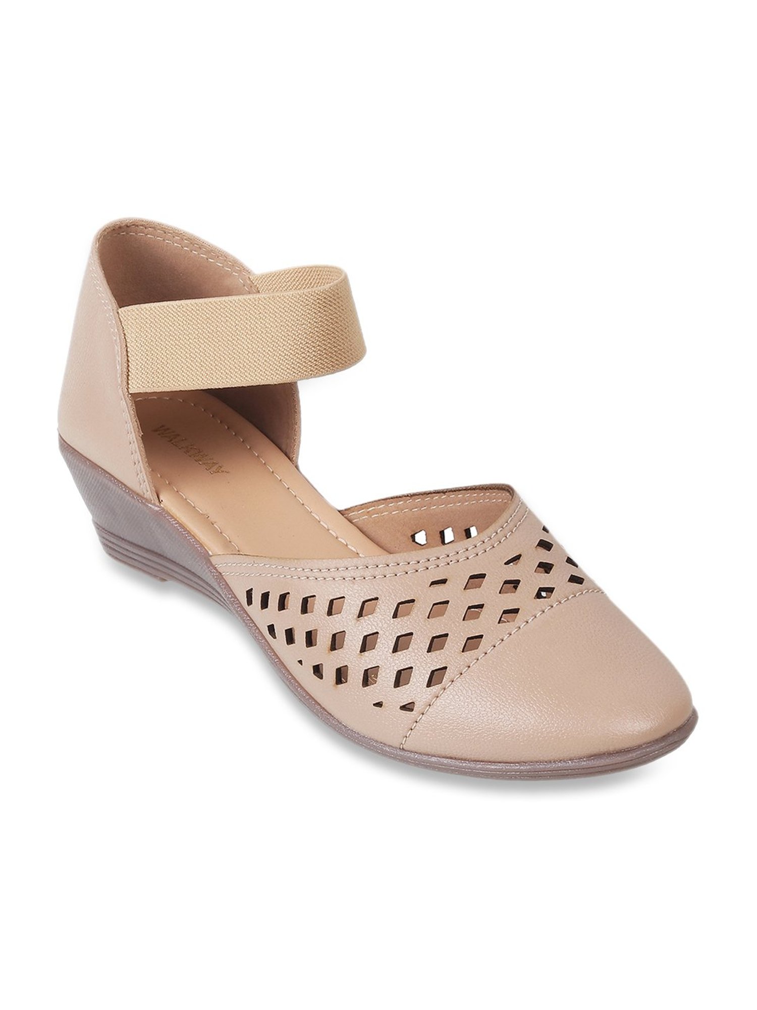 Walkway Women's Beige Ankle Strap Wedges