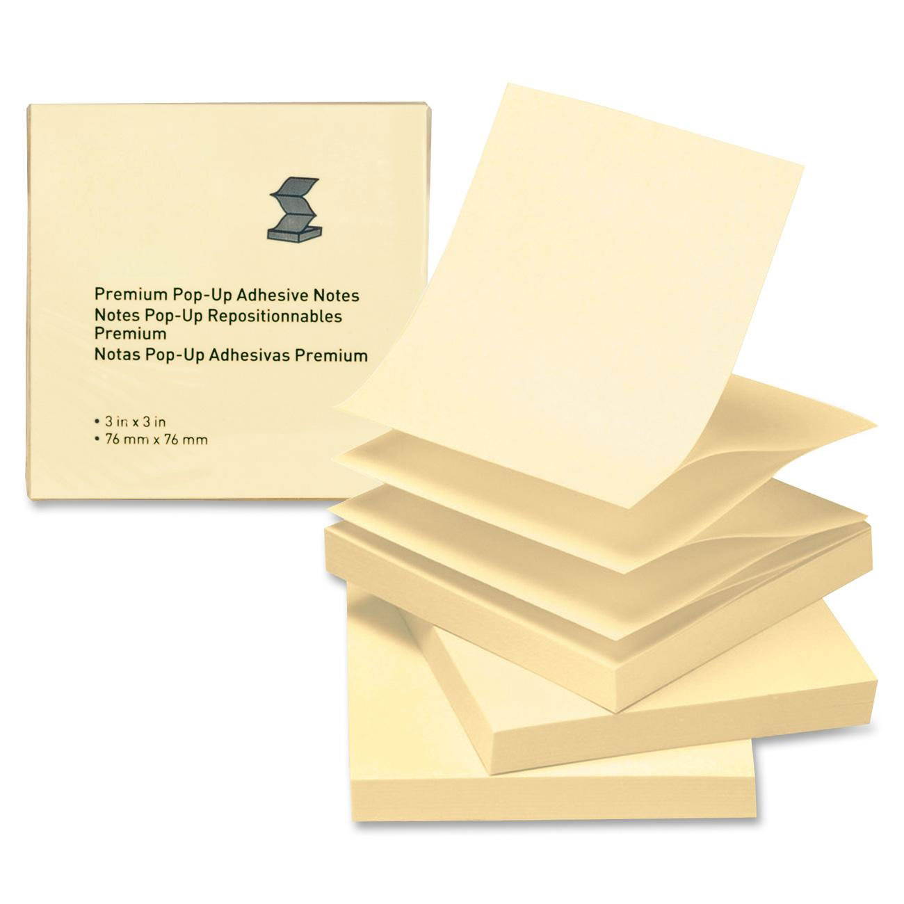 MyOfficeInnovations Pop-up Adhesive Note Pads 3"x3" 100 Sh 24/PK Yellow 3254401