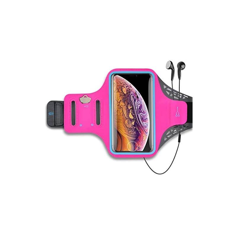 Cell Phone Armband for Samsung Galaxy S20 Ultra S20 Plus S10+ S9 S8 S7 J7 J3, A01 A11 A21 A51 A71 5G A10e A20 A30 A50, Stylo 6,K51,K31 Sports Running Workout Phone Holder Card Slots Case,Rose