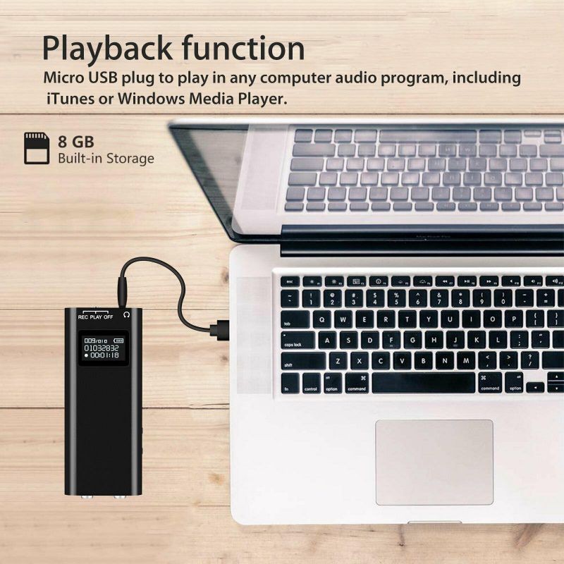 96 Hours OLED Screen Digital Voice Audio Activated Sound Recorder  MP3 Player