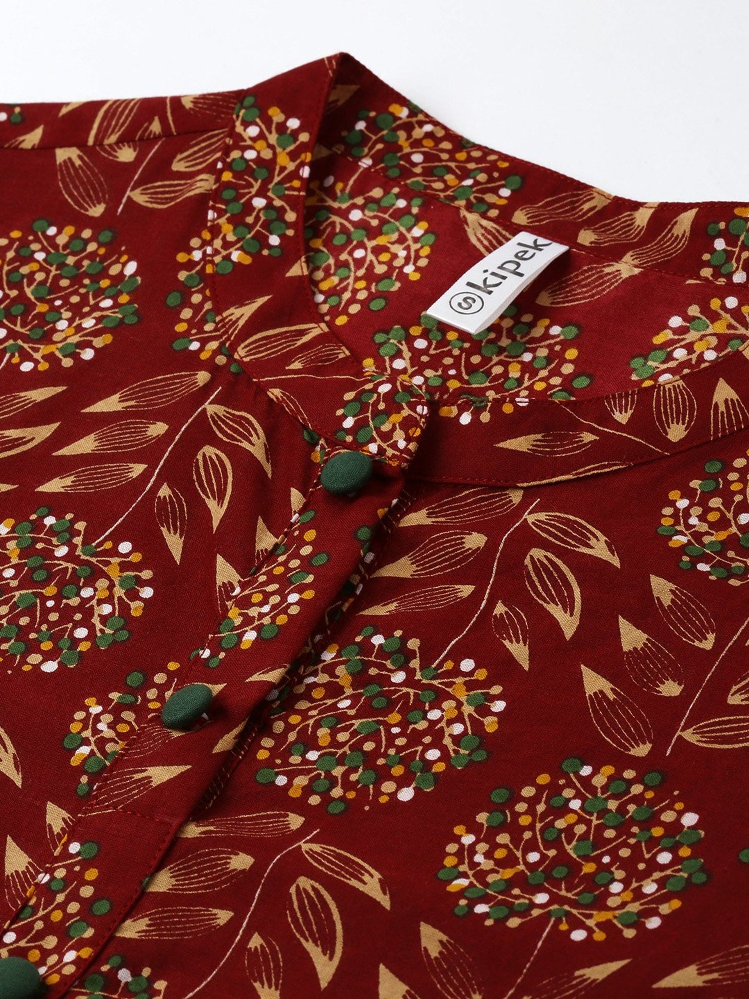 Kipek Green Floral Printed Kurti