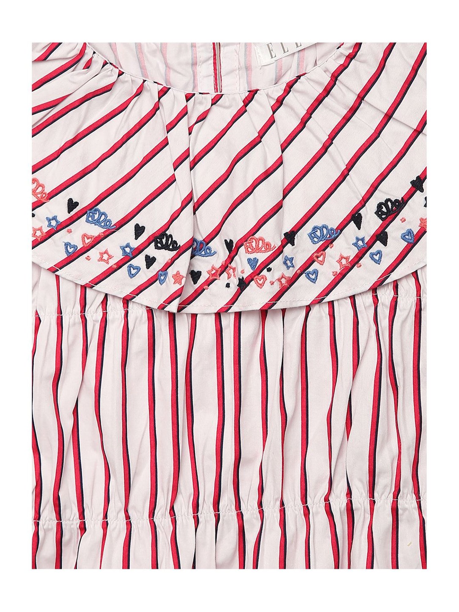 Elle Kids White & Red Cotton Embroidered Top