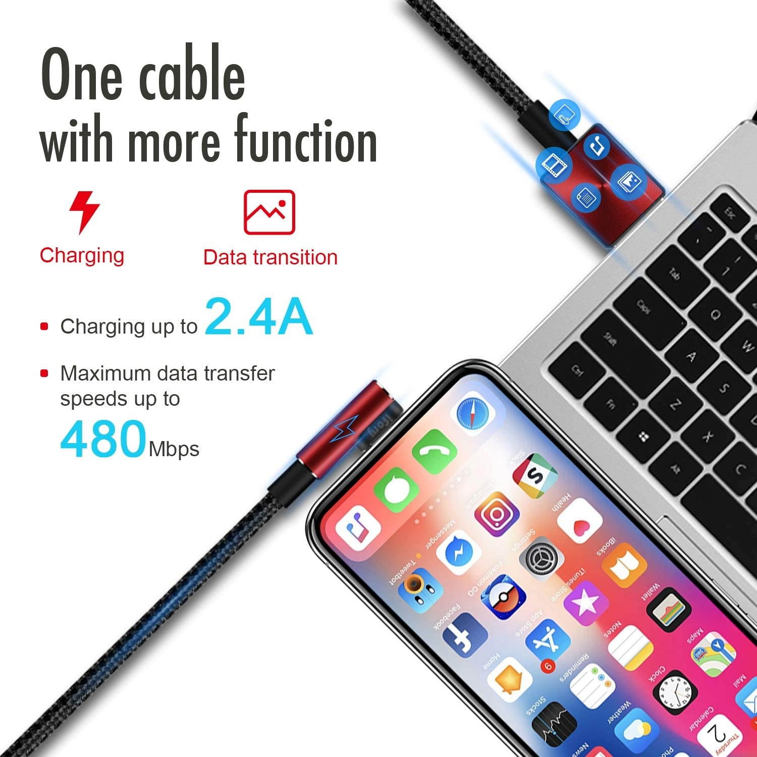 iFory Lightning Cable 90 Degree, iPhone Charger [Apple MFi Certified / 3ft 2 Pack/Red] Fast Charging Cord Compatible with iPhone 11 Pro Max, 11 Pro, X, Xs, Xr, Xs Max, 8/8 Plus, 7/7 Plus