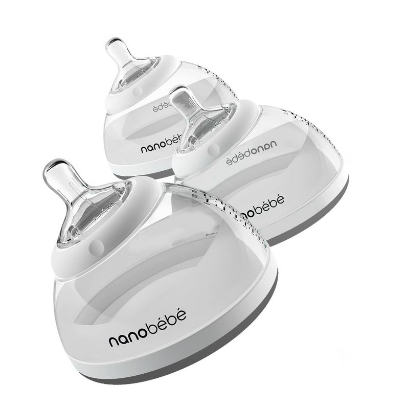 Nanobebe Stage 2 Transition 3pk Baby Bottle 8oz - Gray