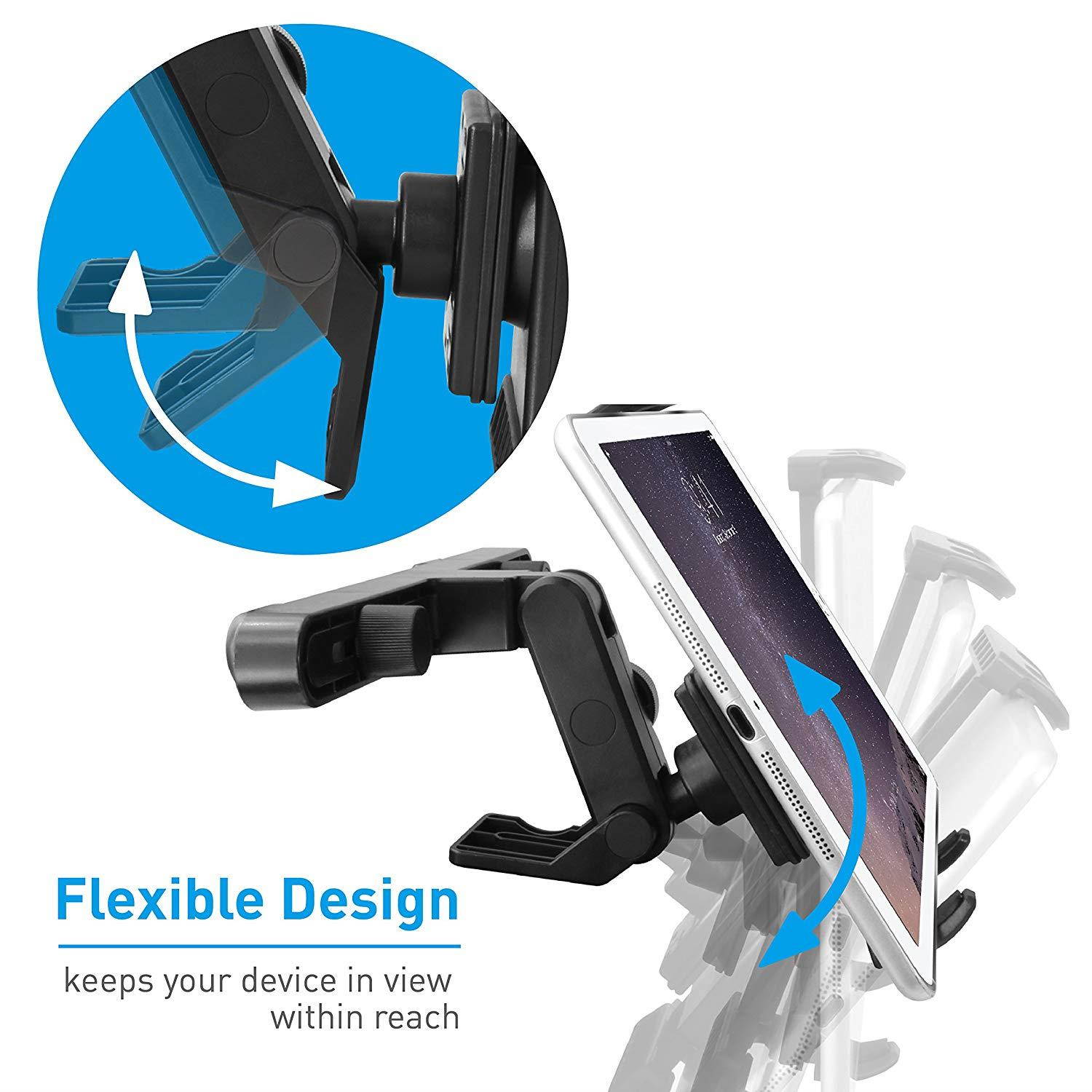 Macally Adjustable Car Seat Headrest Mount and Holder for Apple iPad Air / Mini, Samsung Galaxy Tab, Kindle Fire, Nintendo Switch, and 7" to 10" Tablets (HRMOUNT)