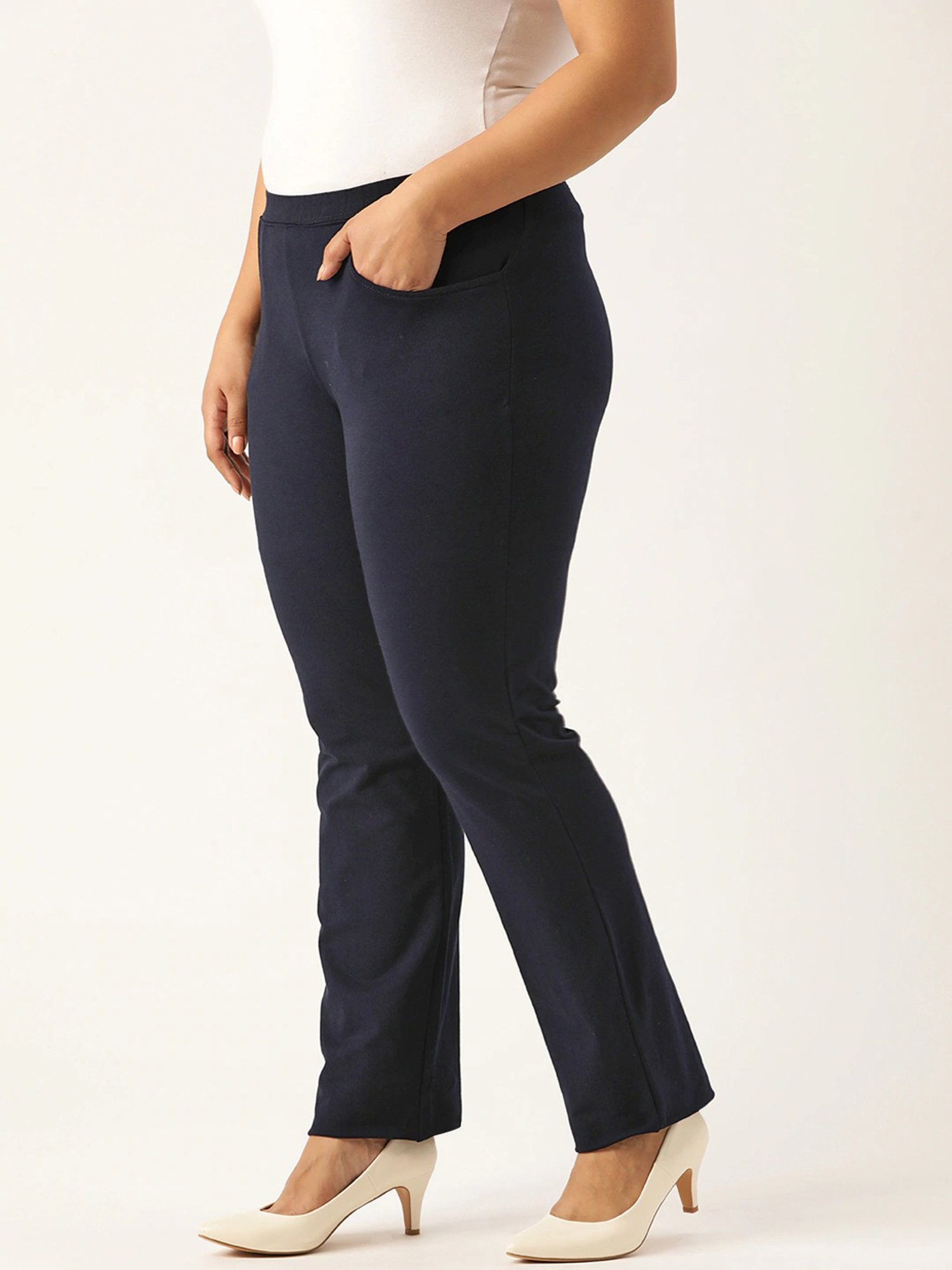 theRebelinme Navy Cotton Regular Fit Pants