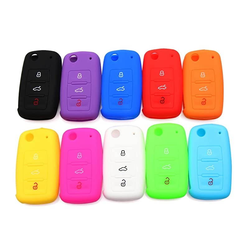 Protective Silicone Key Cover Keyless Entry Remote Fob Shell Fit for VW Volkswagen 3 Button