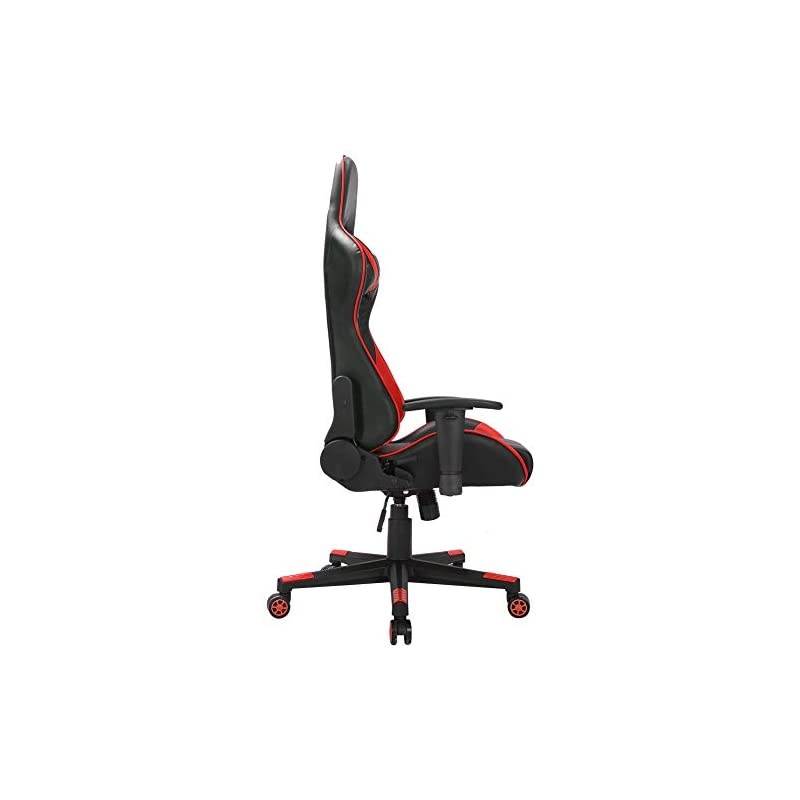 Back PU Leather Swivel Gaming Chair with Adjustable Lumbar Support Headrest Footrest Video Game Chair Racing Office Chair (Bule)