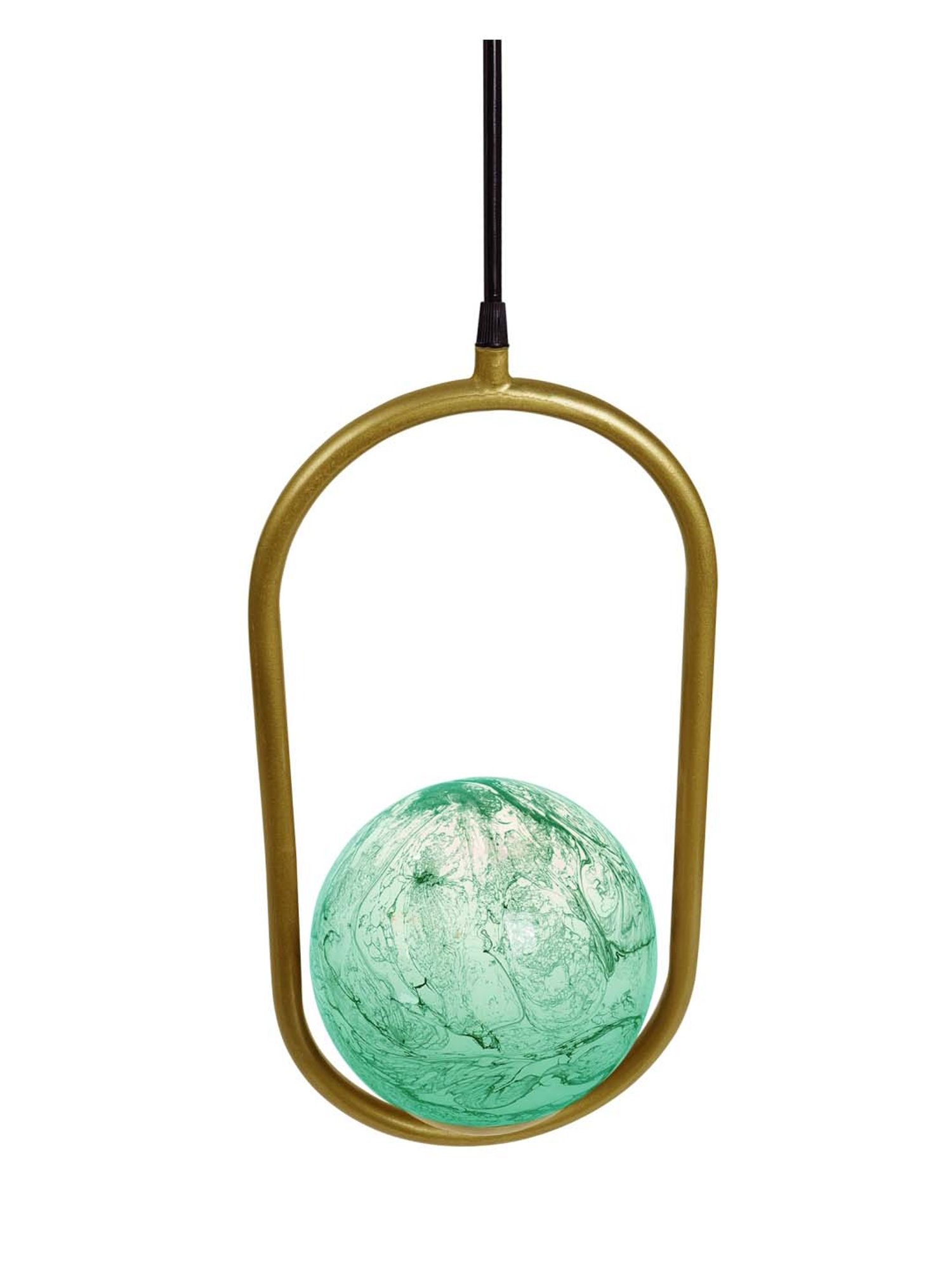 Homesake Exclusive Green & Golden Metal Oval Lampshade with Pendant Indoor Hanging Light - Set of 1