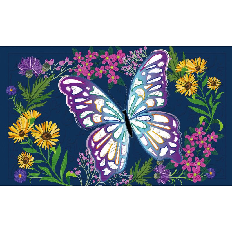 Evergreen Butterfly Meadow Embossed Floor Mat 18 x 30 Inch Colorful Stylish and Durable Door and Floor Mat for Patio and Yard