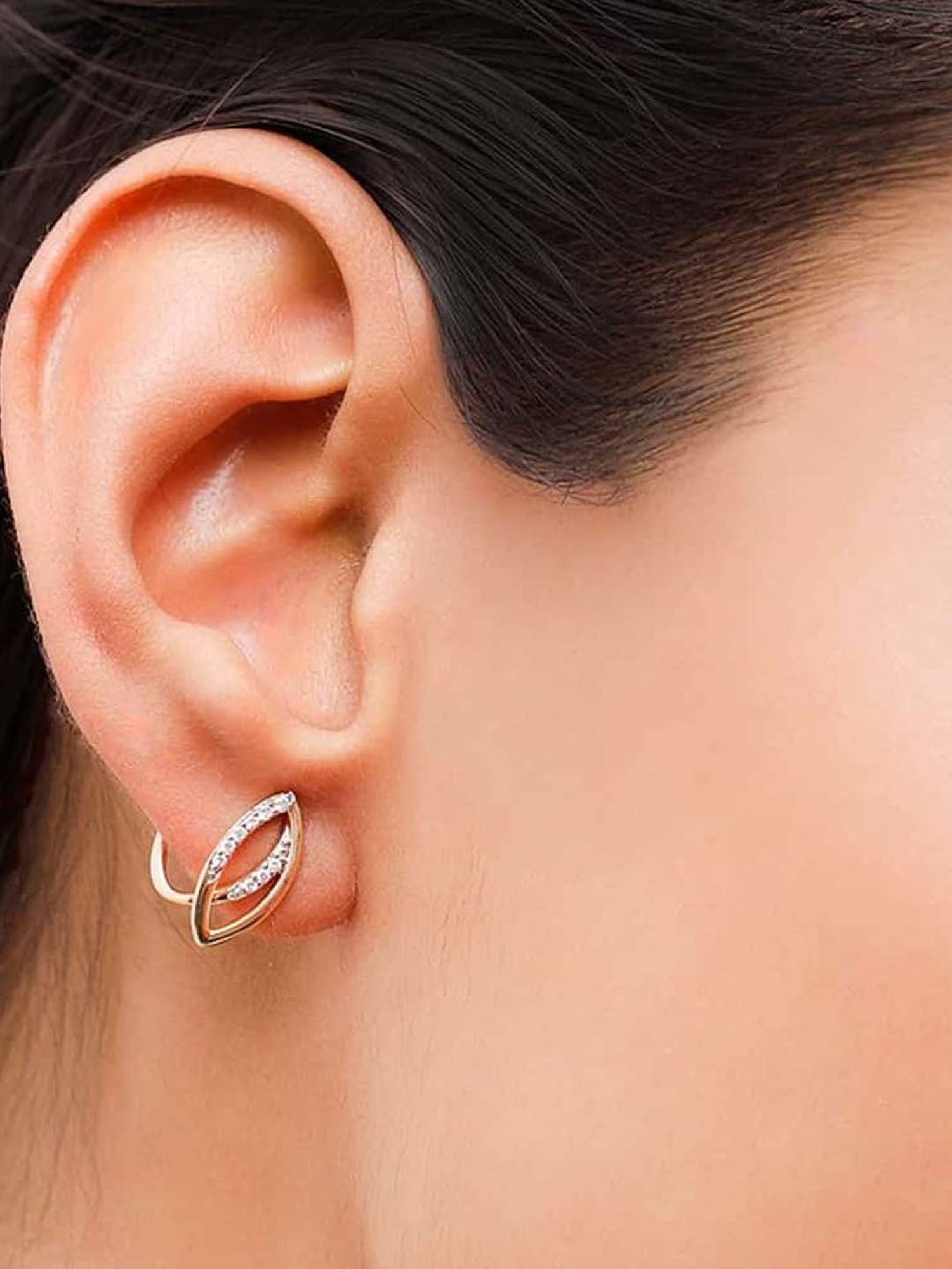 Mia By Tanishq Nature's Finest 14k Gold Leafy Coolness Stud Earrings