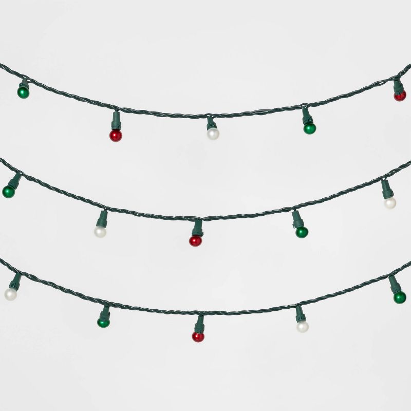 70ct LED Christmas Pearl String Lights Red/Warm White & Green - Wondershop™