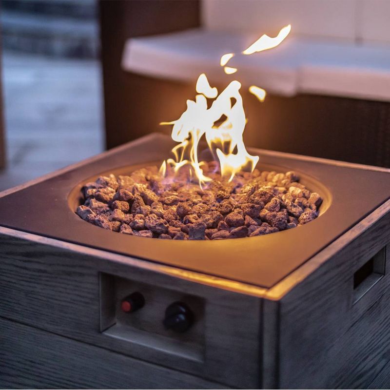 Square Fire Pit With Wood Grain Finish 23.5" - Legacy Heating