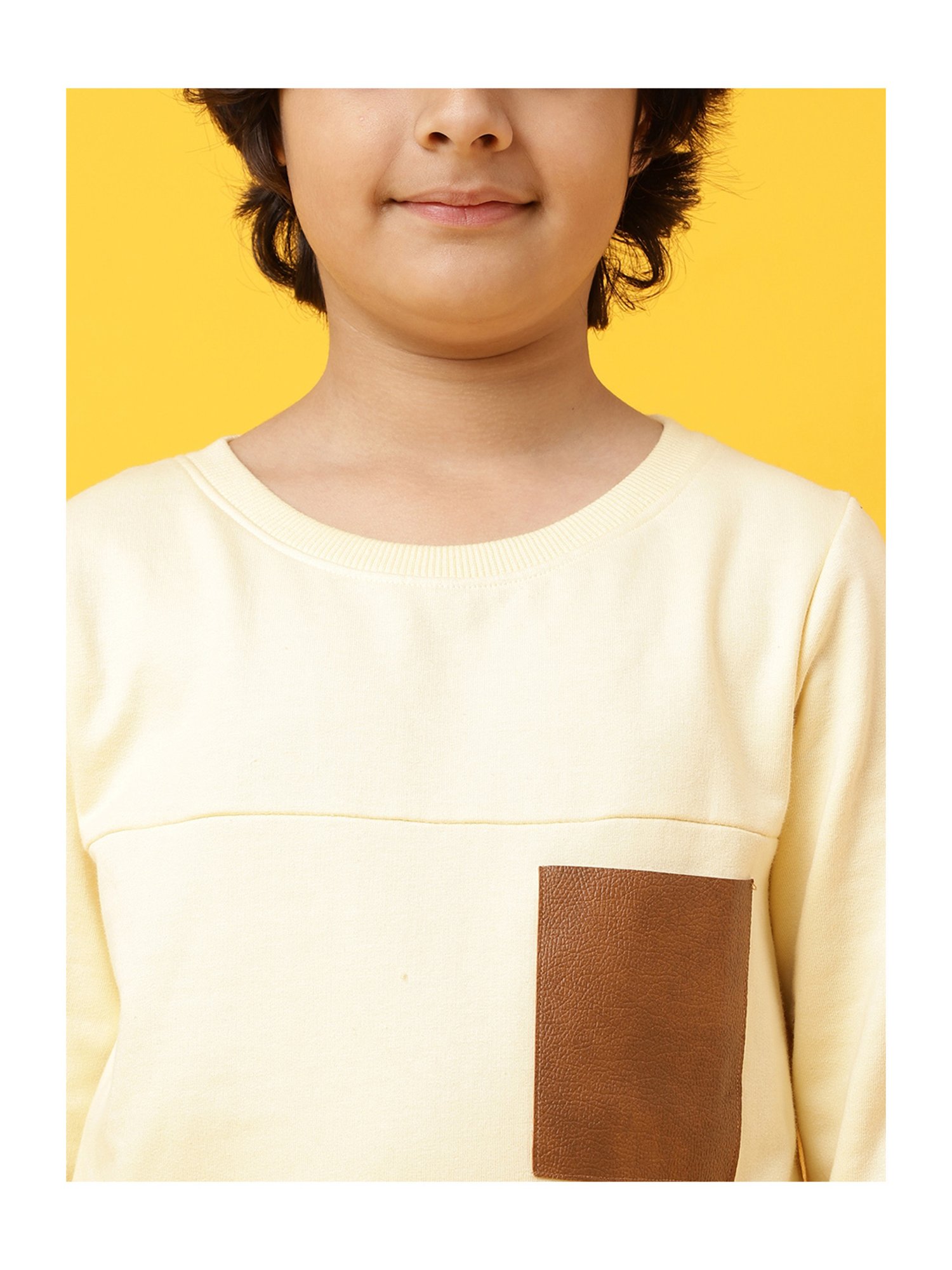 Tales & Stories Kids Cream Solid Sweatshirt