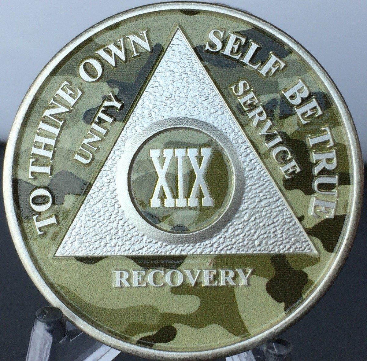 19 Year AA Medallion Camo Silver Plated Camouflage Color Chip