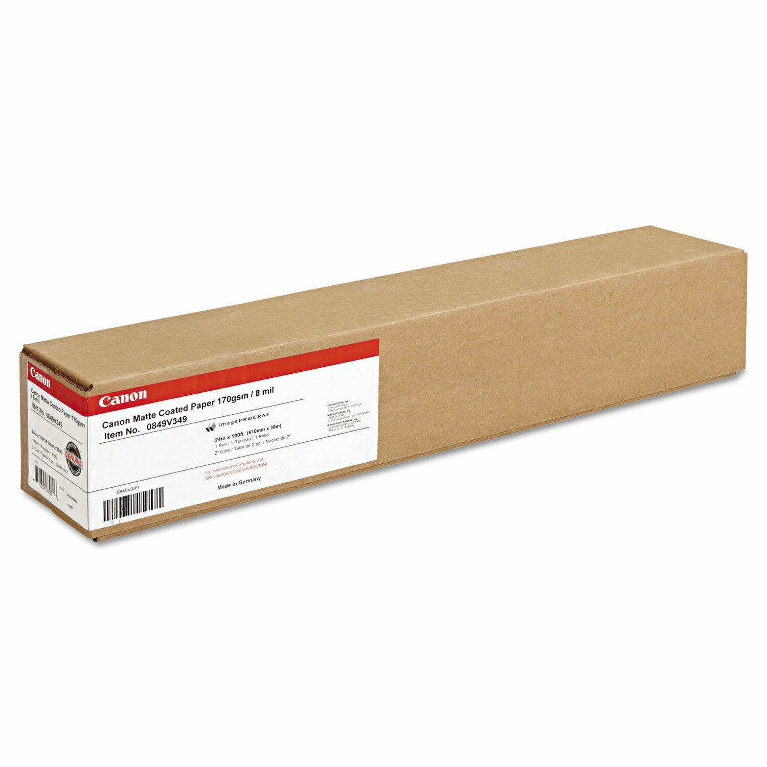 Canon Matte Coated Paper 170 gsm 24" x 100 feet Roll 0849V349