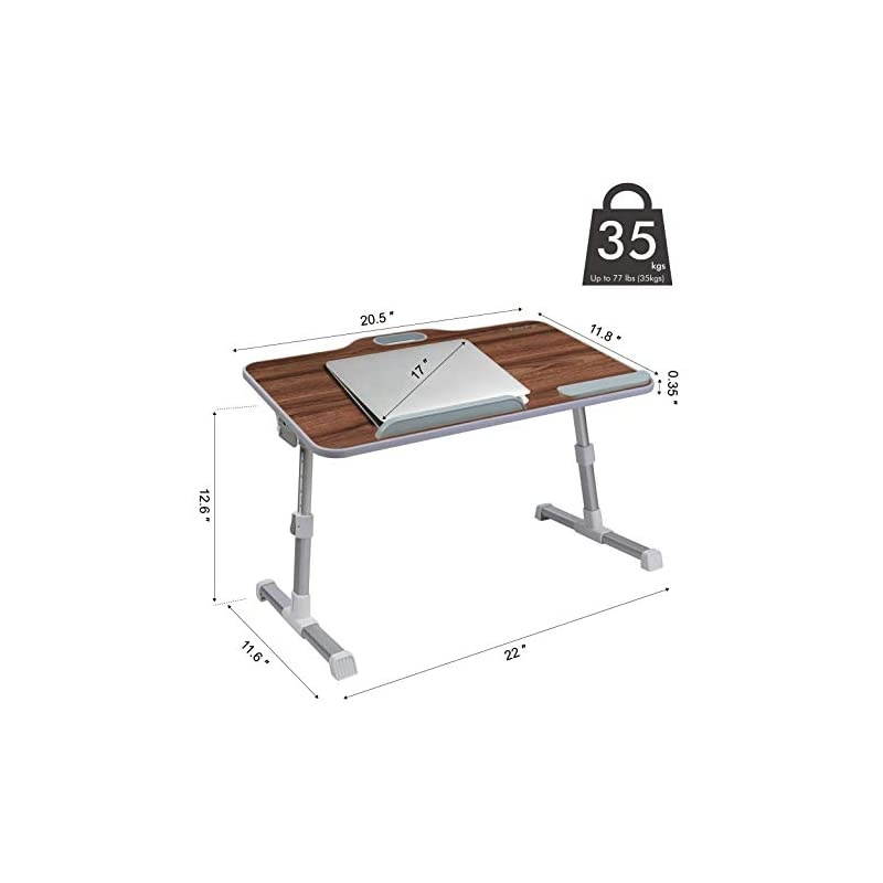 Laptop Desk Stand Portable Laptop Bed Tray Table with Top Handle Height amp Angle Adjustable Sit ant amp Angle Adjustable Sit and Stand Desk Foldable Bed Desk for Reading on Couch Black Teak