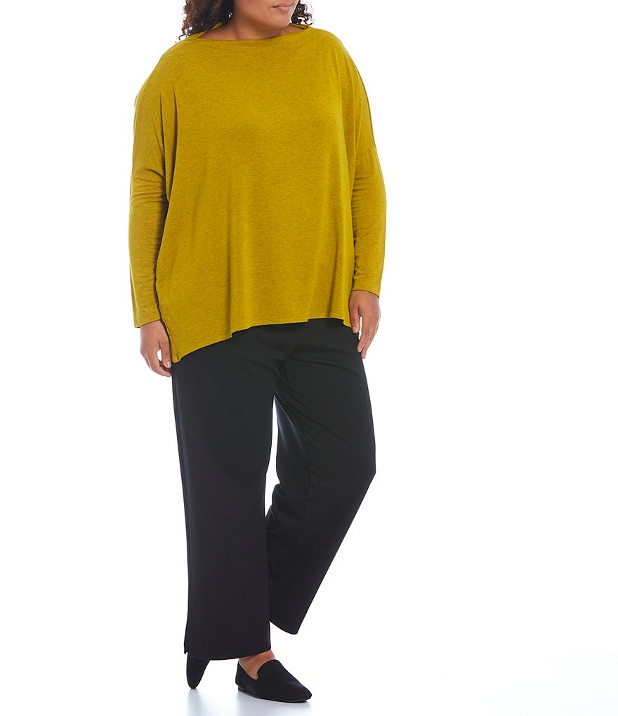 Bryn Walker Plus Size Dimitri French Terry Dolman Long Sleeve Drape Boat Neck Tunic