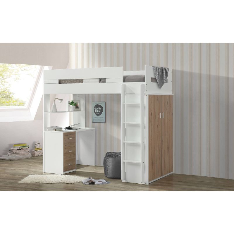 Nerice Loft Bed White/Oak - Acme Furniture