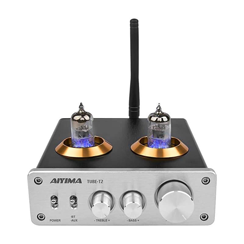 Audio 6J1 Tube Preamplifier Bluetooth 50 HiFi Treble Bass Adjustment Audio Preamplifier DC12V Amplifier Preamp for Home Theater System Silver+Bluetooth 50