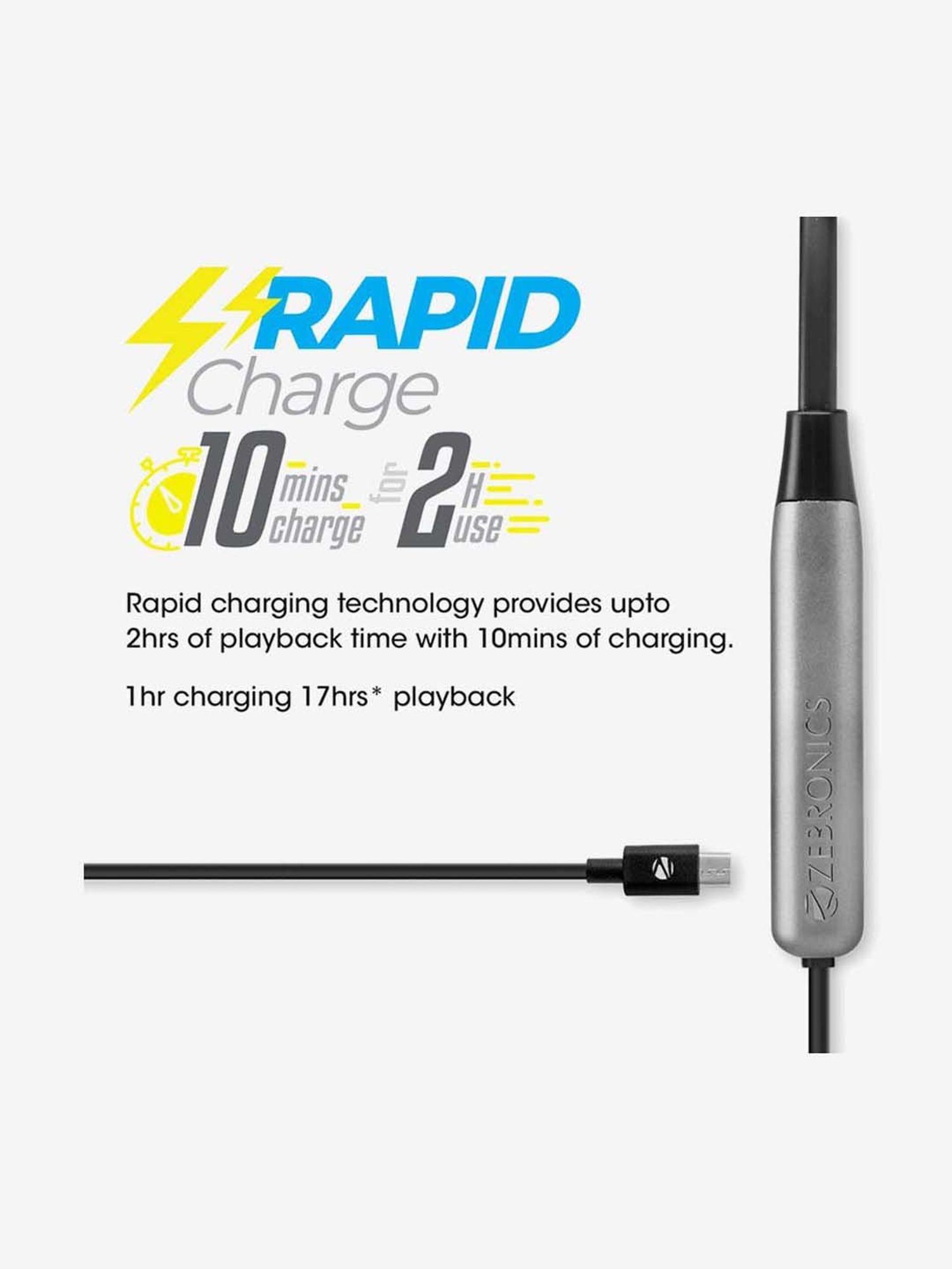 Zebronics Zeb-Evolve Wireless In-Ear Bluetooth Neckband with Mic (Grey)