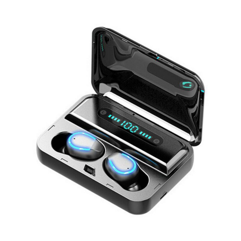 Bluetooth 5.0 Wireless Earbuds with Wireless Charging Case IPX7 Waterproof TWS Stereo Headphones in Ear Built in Mic Headset Premium Sound with Deep Bass for Sport,Black