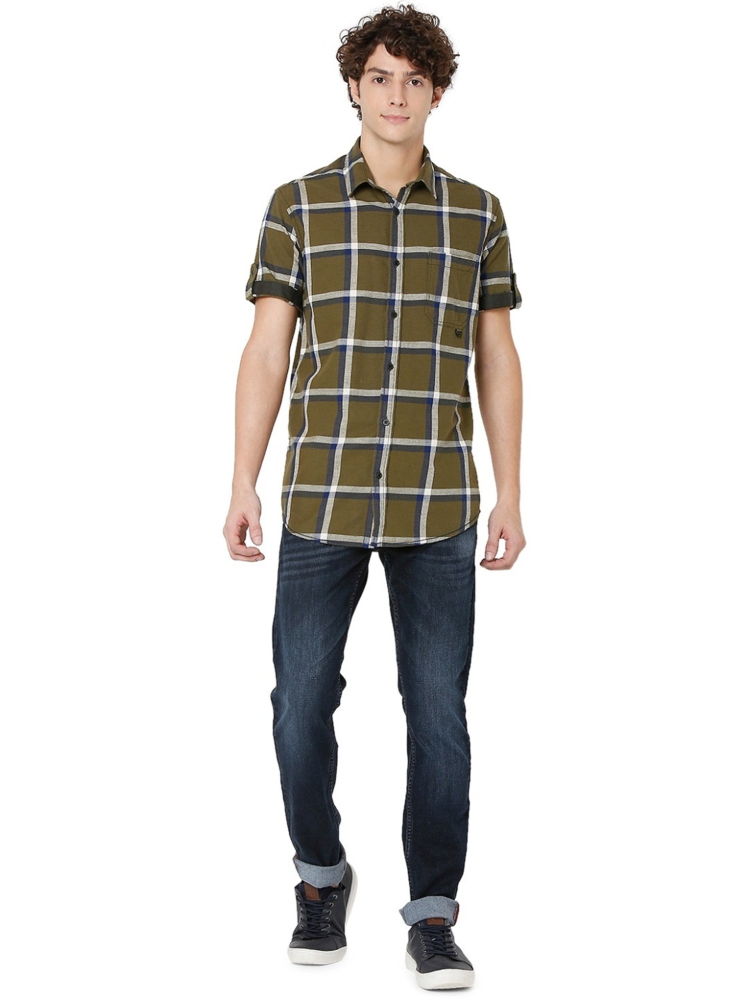 Mufti Dark Blue Cotton Regular Fit Jeans