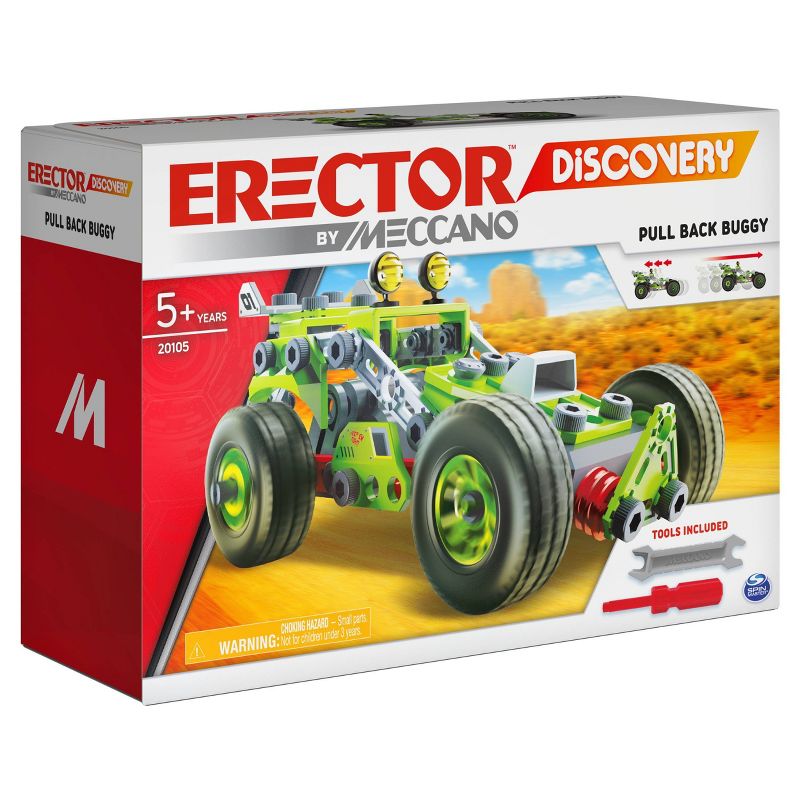 Erector by Meccano Discovery  3-in-1 Deluxe Pull-Back Buggy STEAM Model Building Kit,