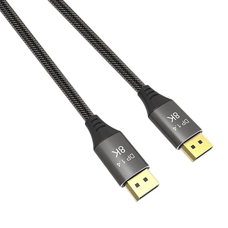 DisplayPort Cable Ultra HD 8K 4K Copper Cord DP 14 8K60Hz 4K144Hz High Speed 324Gbps HDCP 3D Slim and Flexible DP to DP Cable 1m 33ft