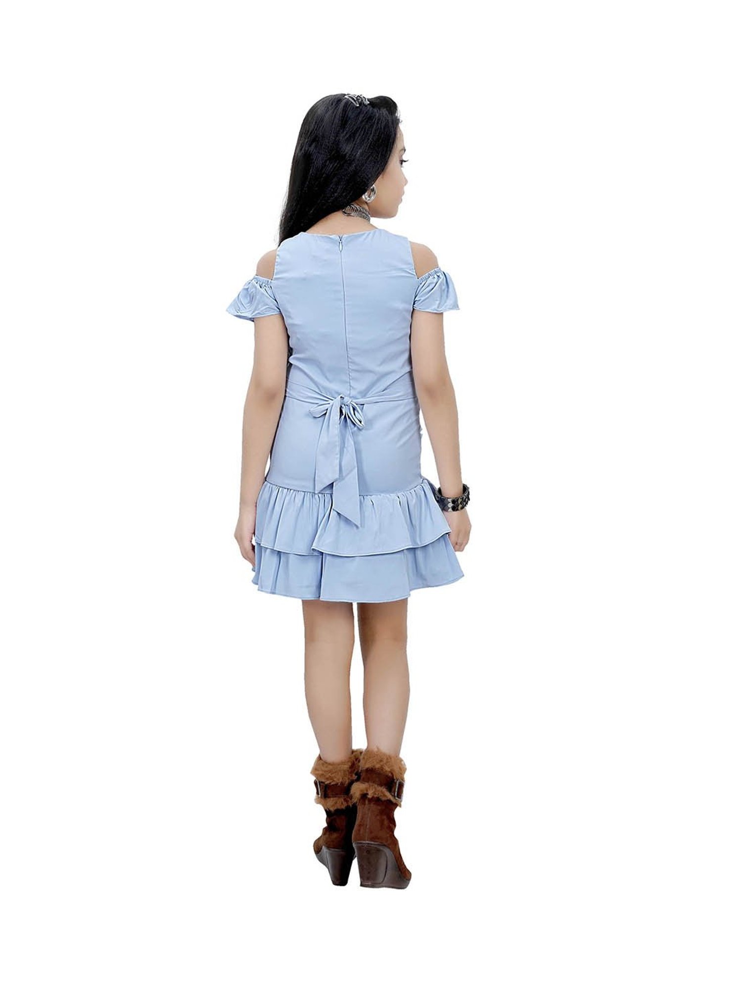 Tiny Girl Blue Embroidered Dress