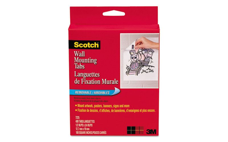 Scotch Precut Removable Mounting Tabs Double-Sided 1/2 x 3/4 480/Pack 7225
