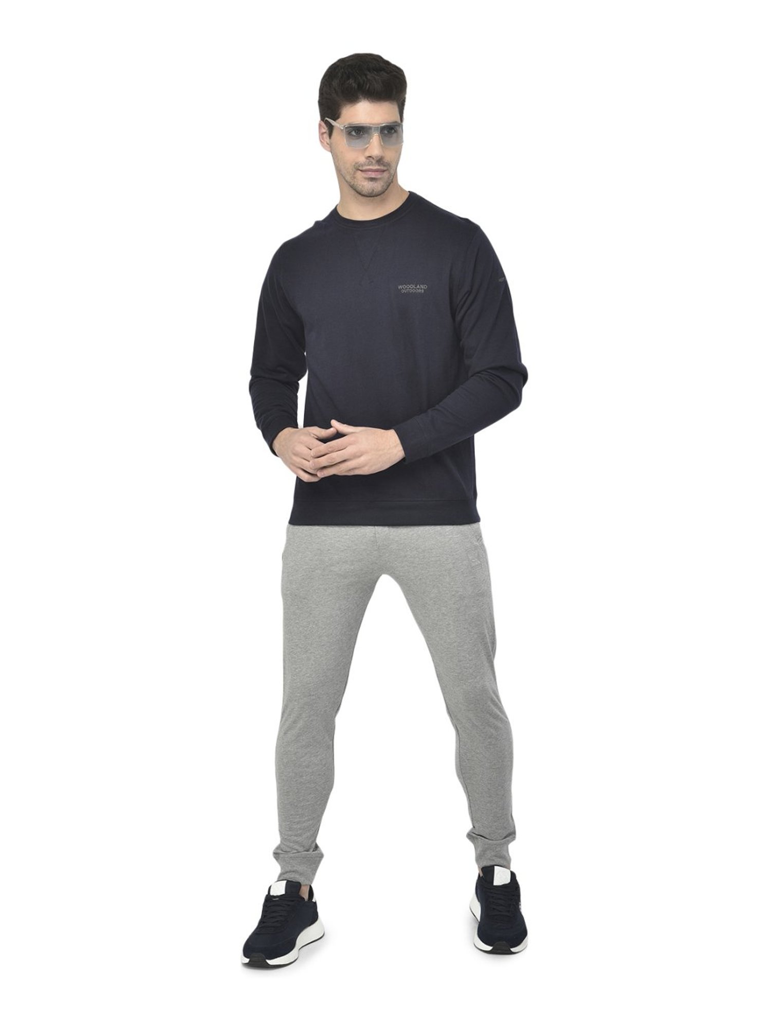 Woodland Navy Cotton Regular Fit T-Shirt