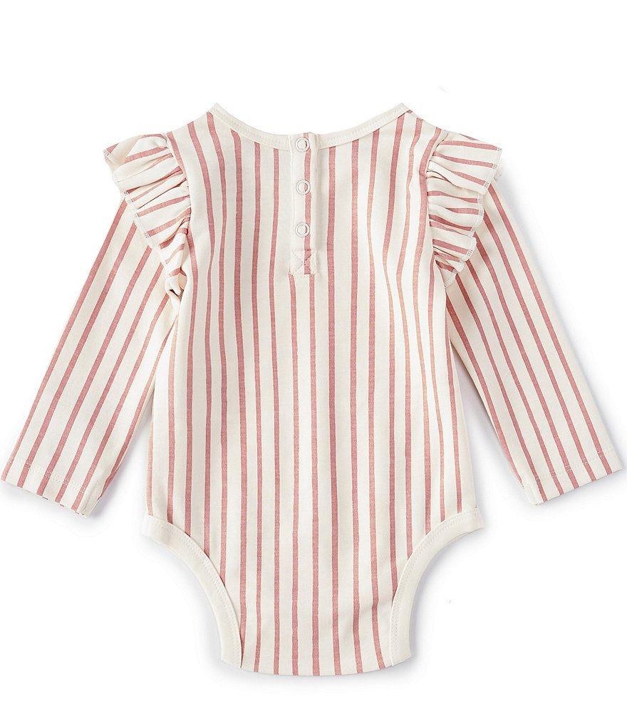 Pehr Baby Girls Newborn-12 Months Long-Sleeve Ruffle Stripes Away Bodysuit