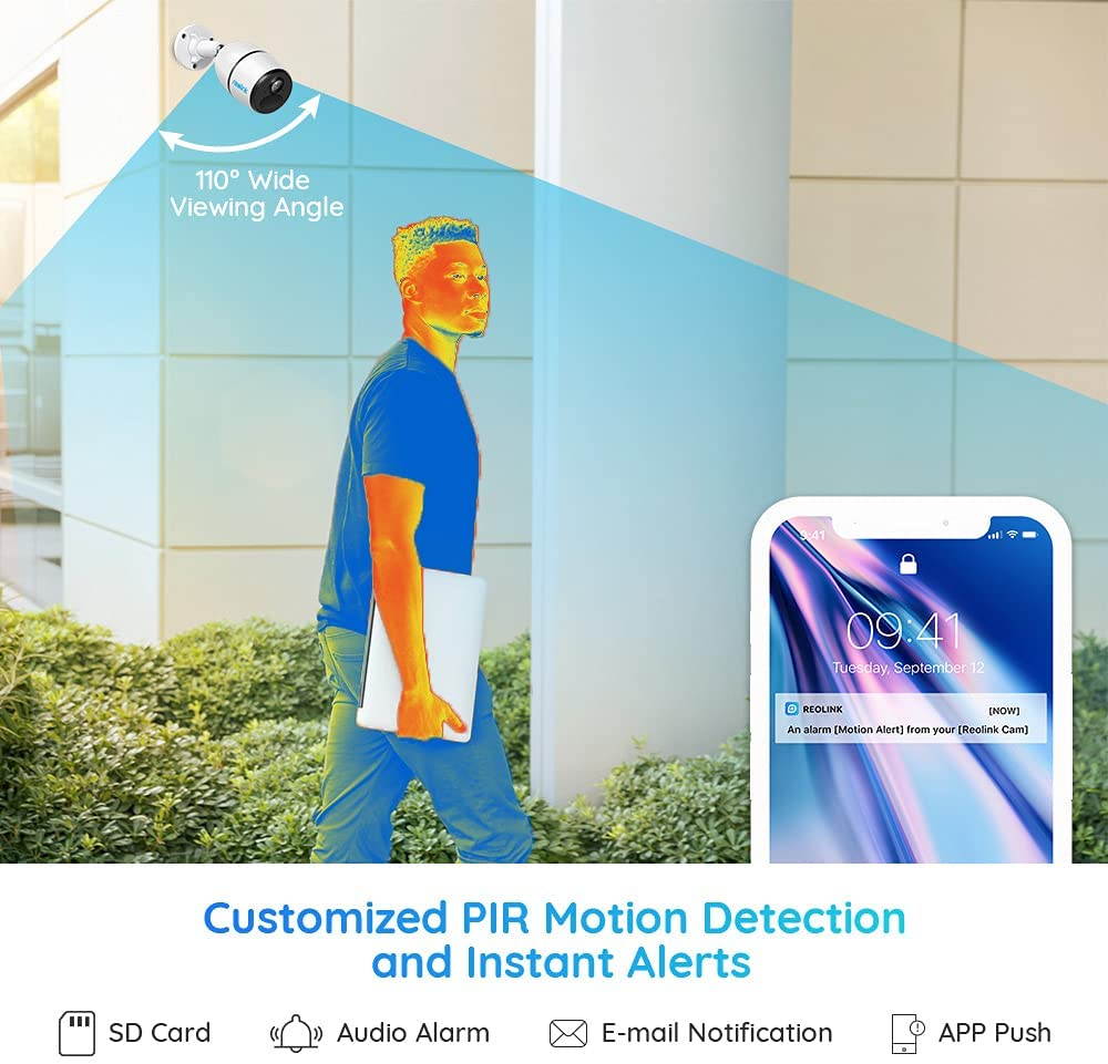 Reolink Go 3G/4G LTE Outdoor Wirefree Battery Security Camera Work with Google Assistant, Solar Capable, 1080p HD Night Vision, 2-Way Audio, PIR Motion Sensor w/SD Socket and Cloud