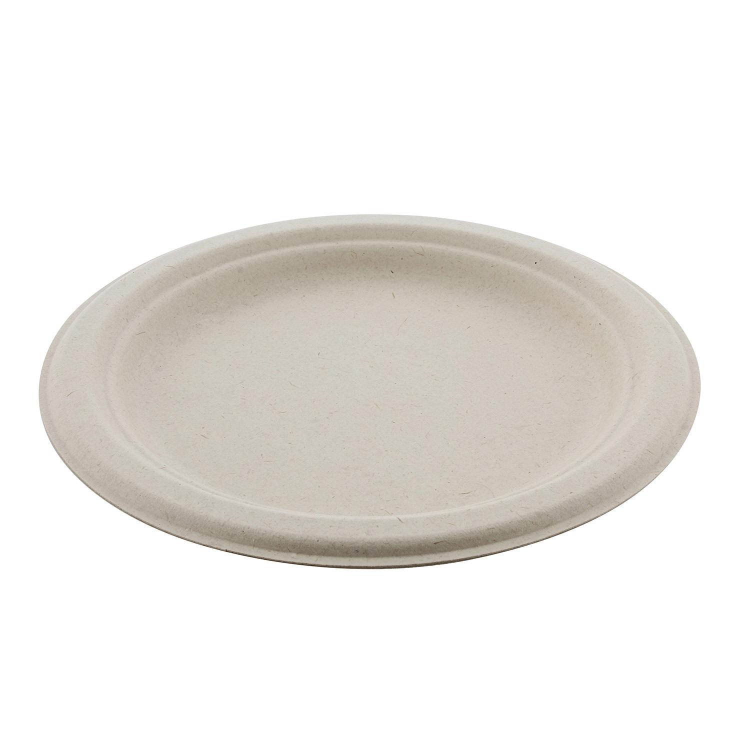 SpecialT Biodegradable Bagasse Plates 7in Natural Sugarcane Dessert Plates 125pk