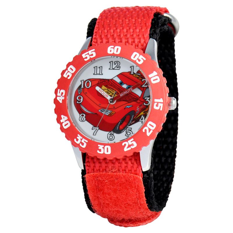 Boys' Disney Cars Lightning McQueen Stainless Steel Case with Bezel Watch - Red
