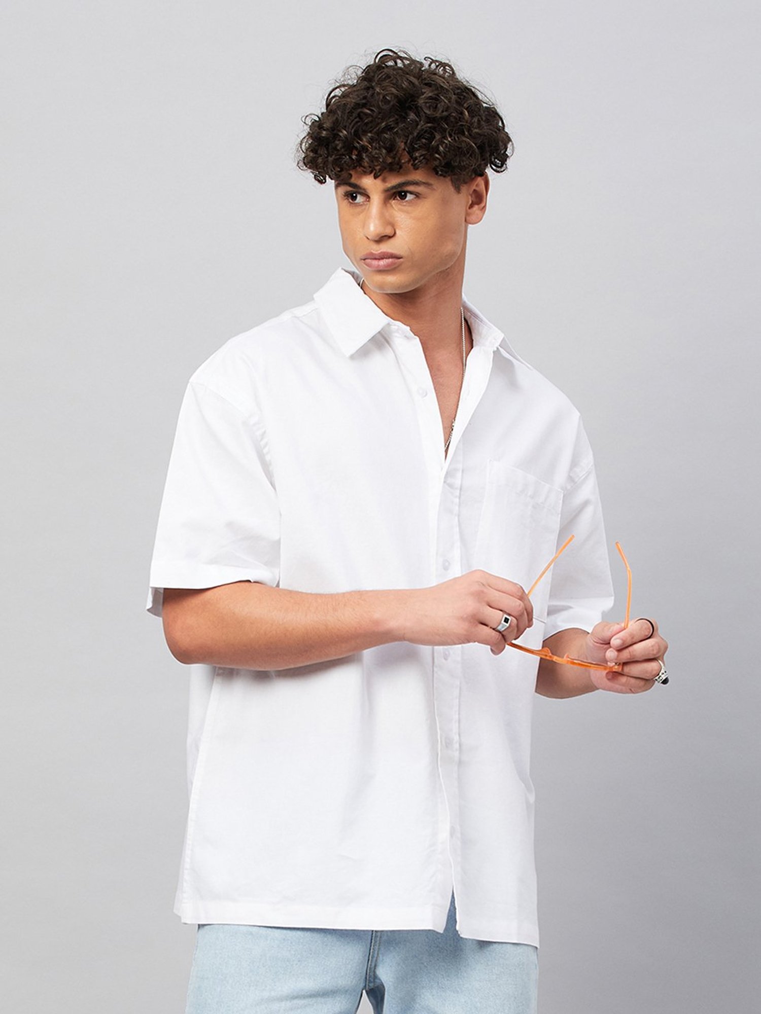 CHIMPAAANZEE White Loose Fit Oversized Shirt