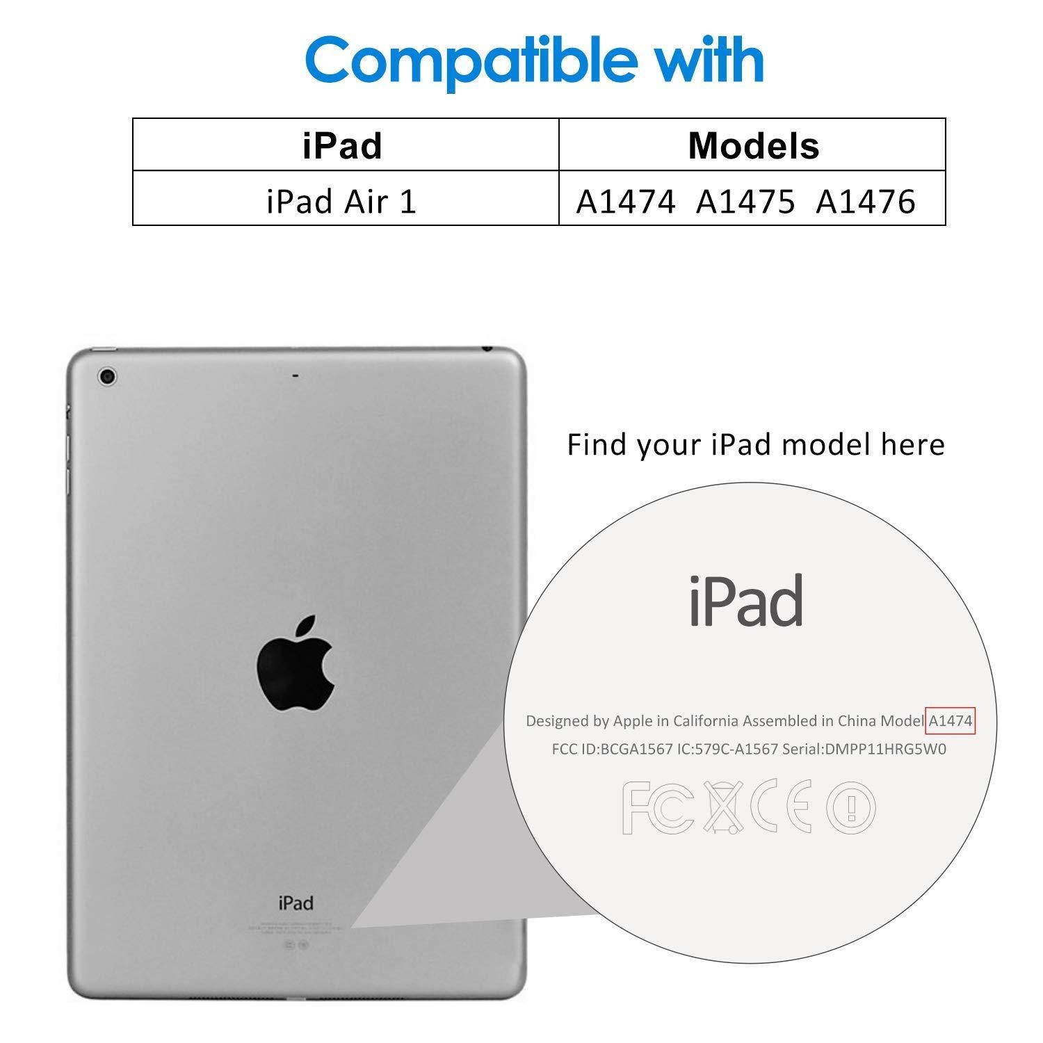 jetech case for apple ipad air 1st edition (not for ipad air 2), smart cover with auto wake/sleep, black