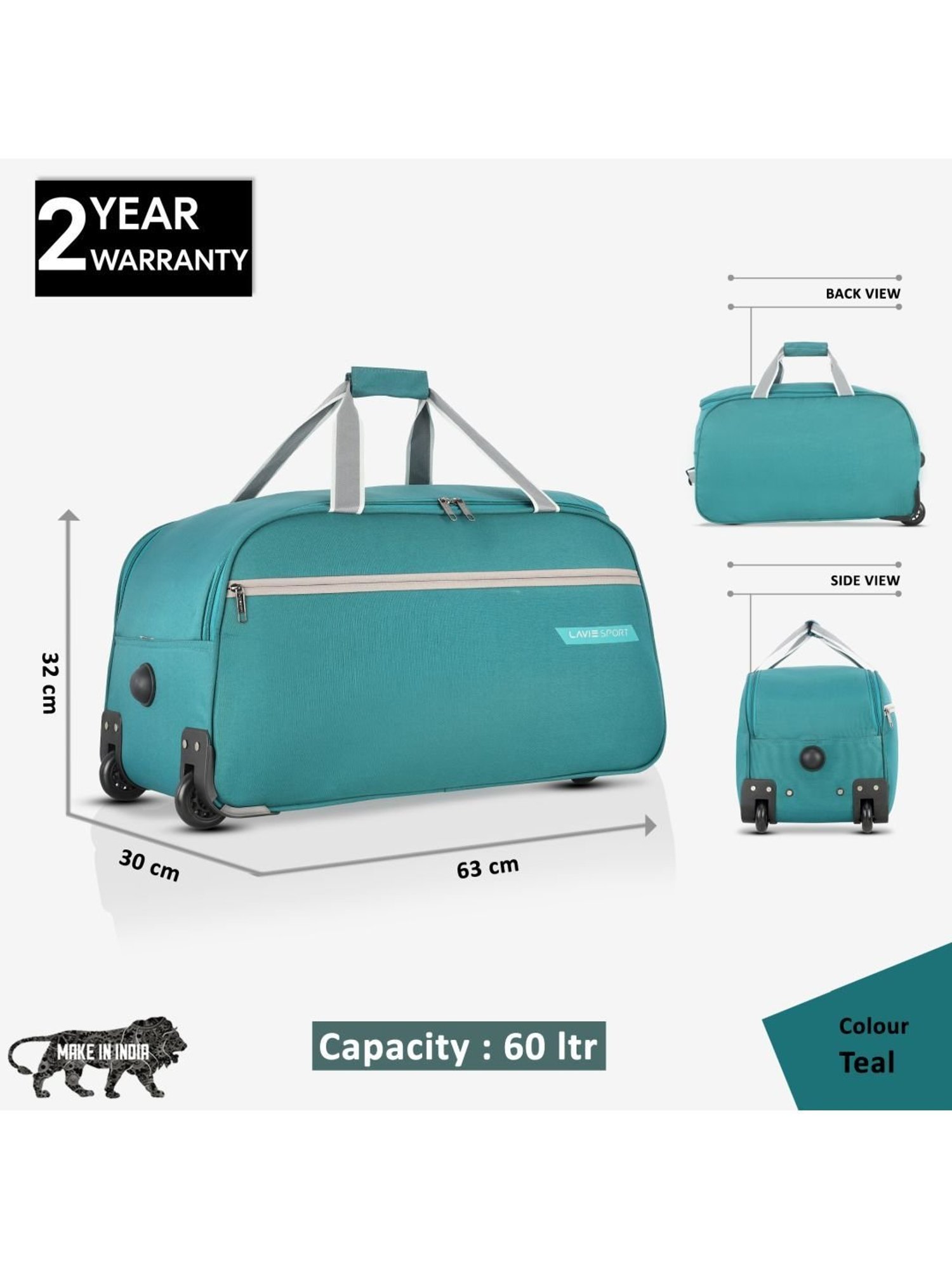 LAVIE SPORT Teal Solid Duffle Bag