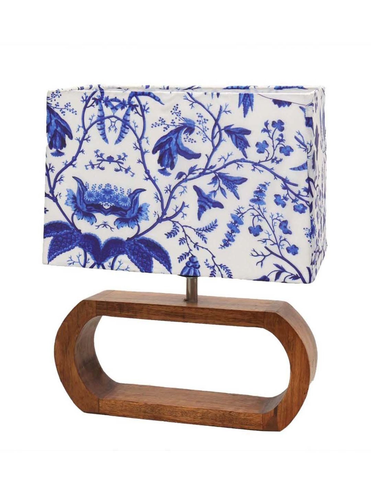 Homesake Blue & Brown Wood Bedside Desk Nightstand Table Lamp