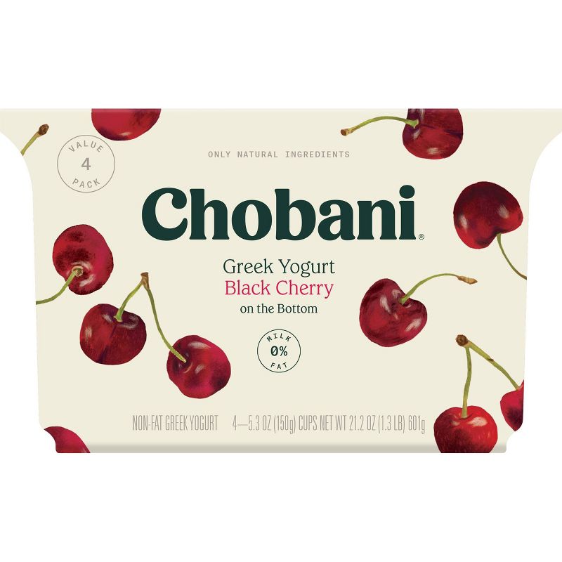Chobani Black Cherry on the Bottom Nonfat Greek Yogurt - 5.3oz/4pk