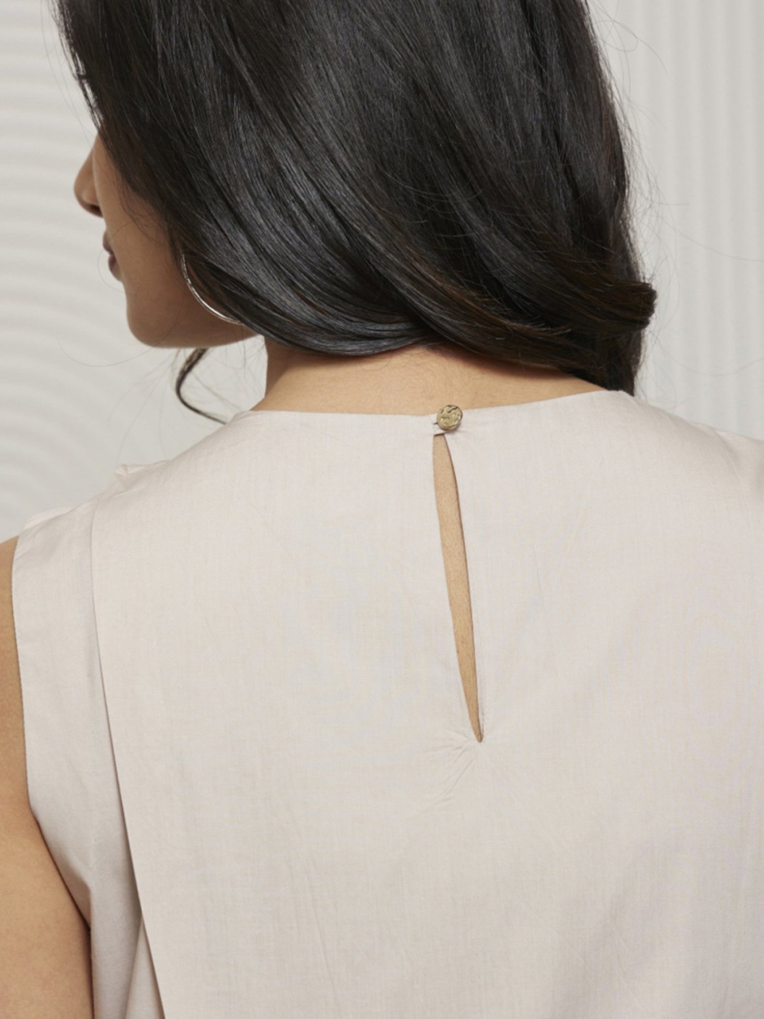 Artagai Navy & Beige Elevated Basics Color Block Dress with Asymmetrical Front